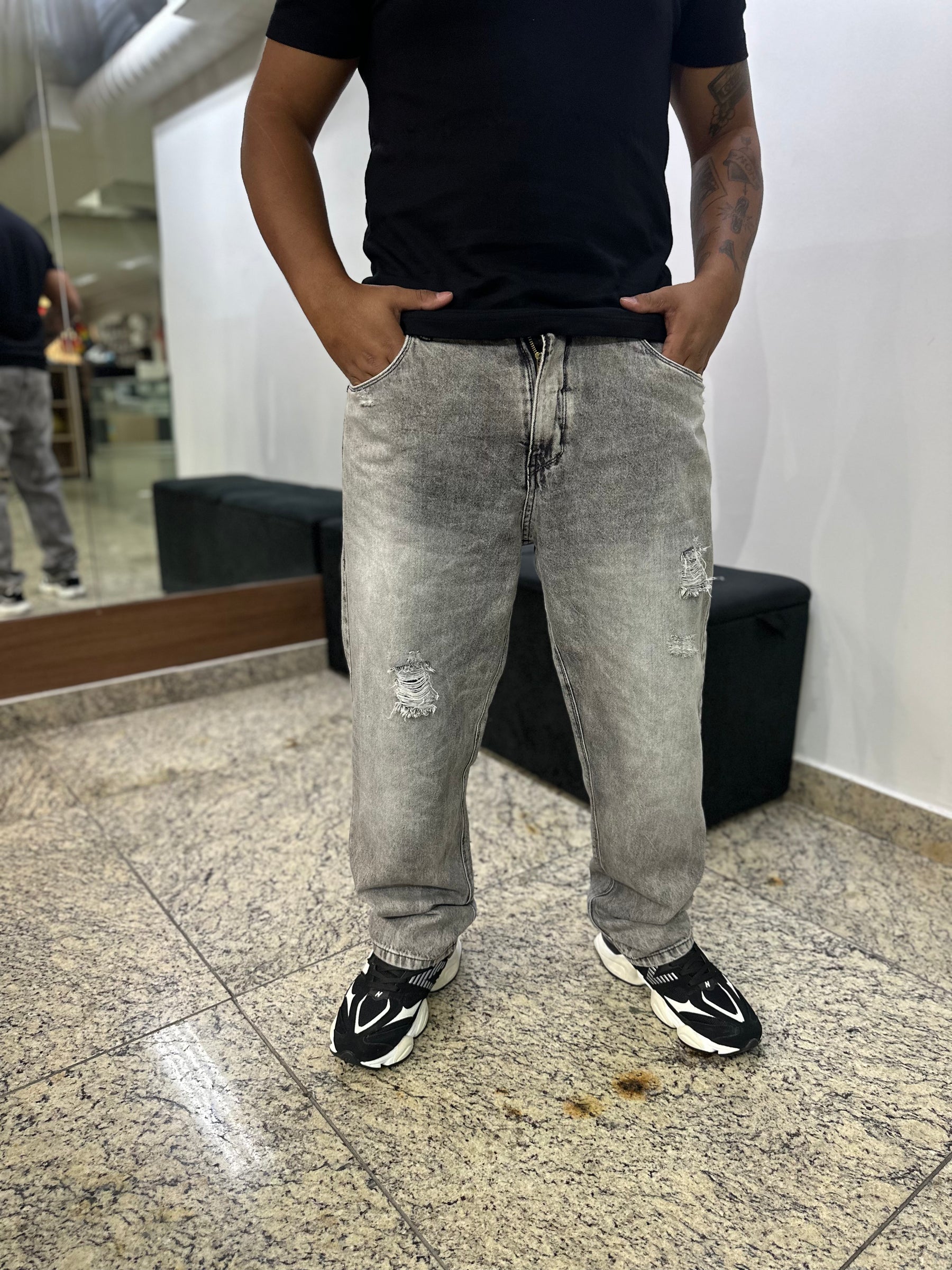 Calça Cinza Estonada