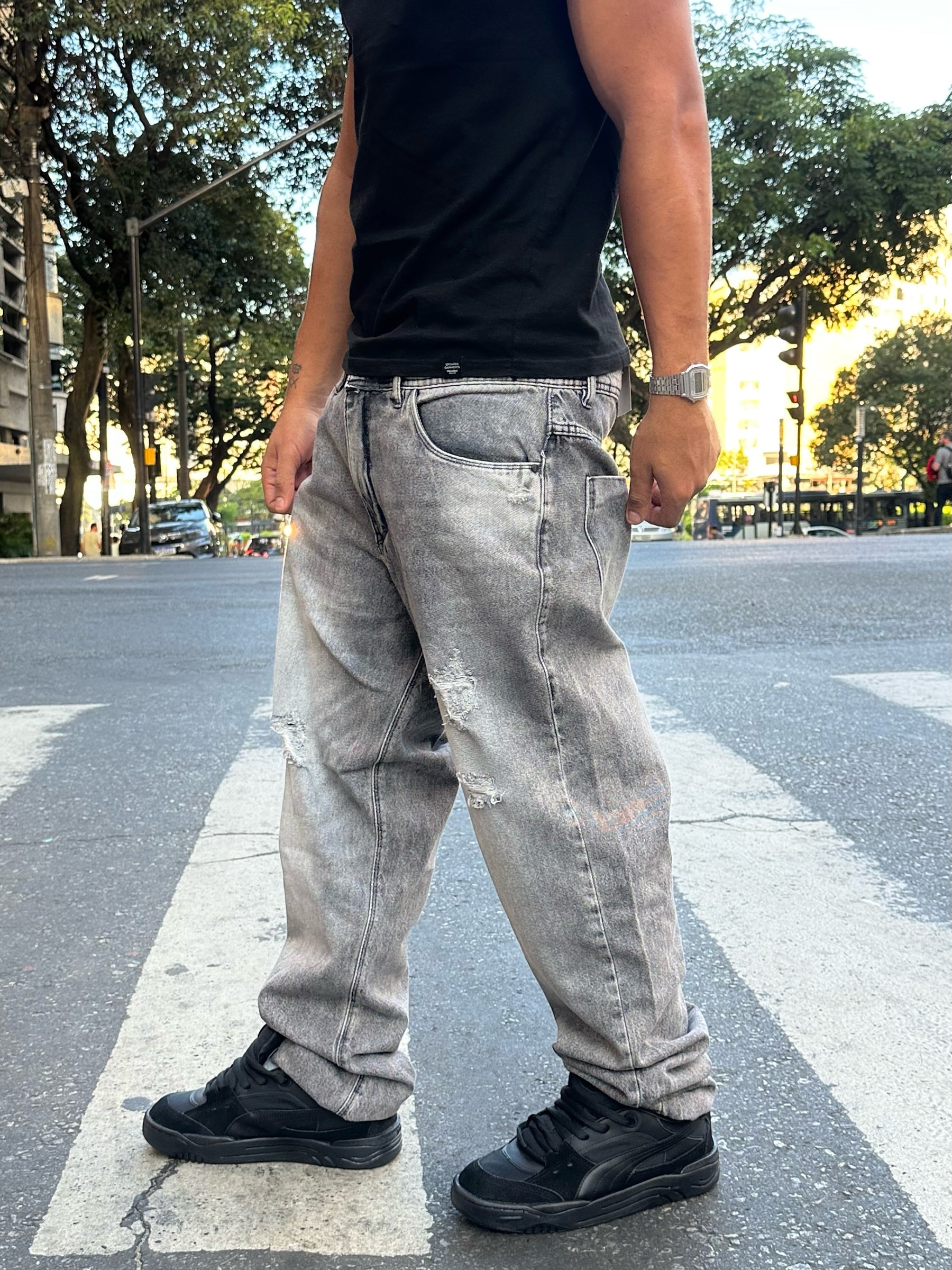 Calça Cinza Estonada