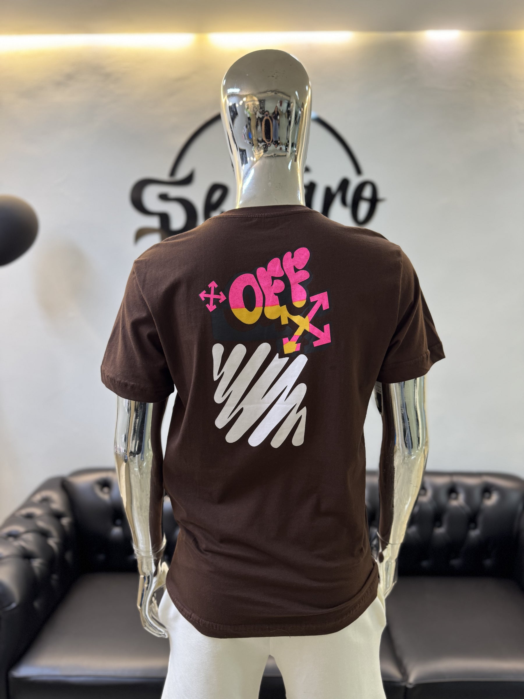 Camisa Masculina Off White- Marrom