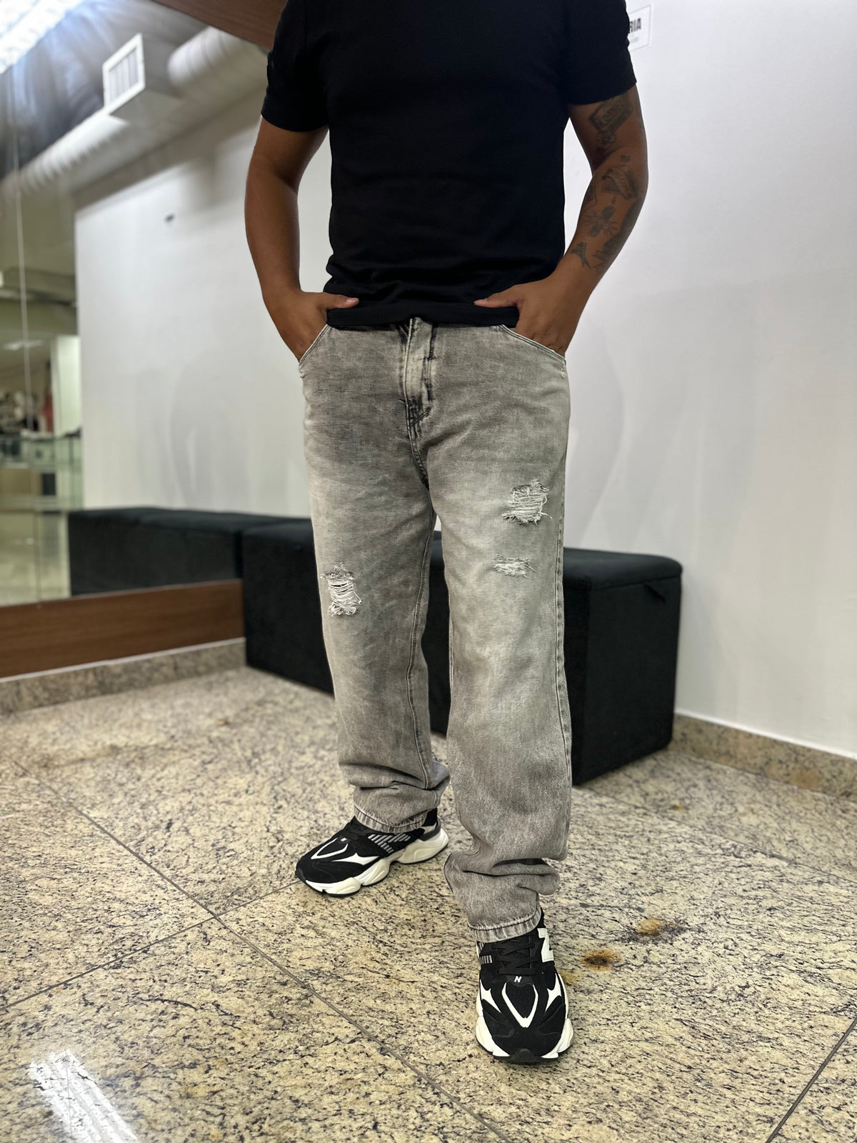 Calça Cinza Estonada
