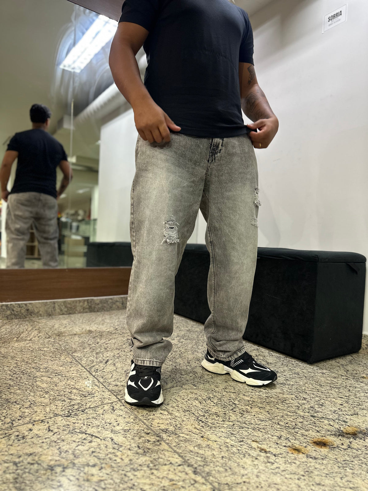 Calça Cinza Estonada