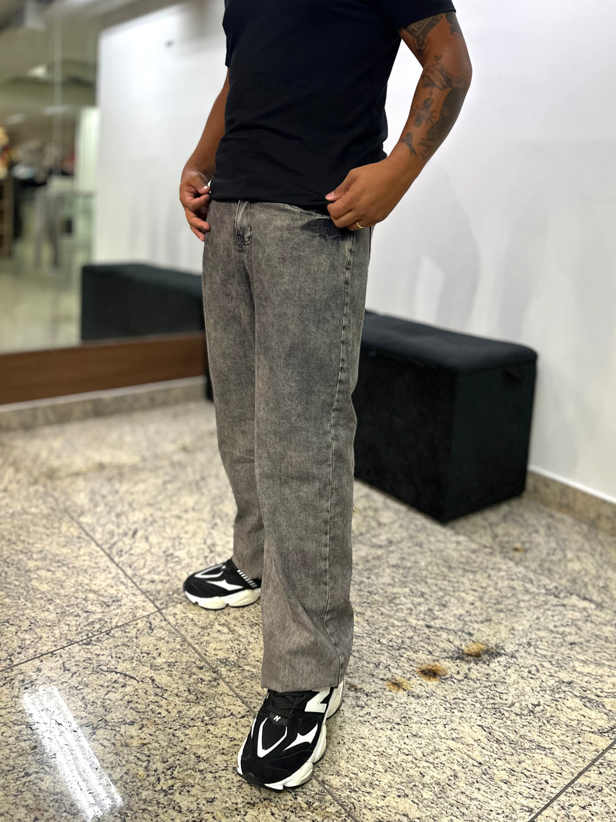 Calça Cinza Marmorizada