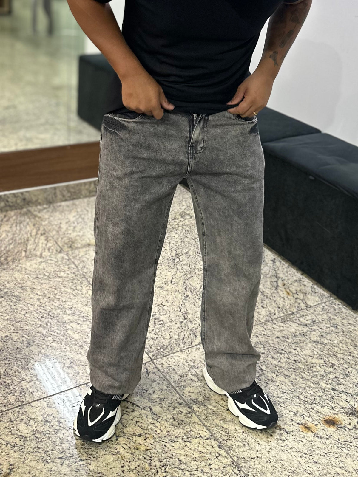 Calça Cinza Marmorizada