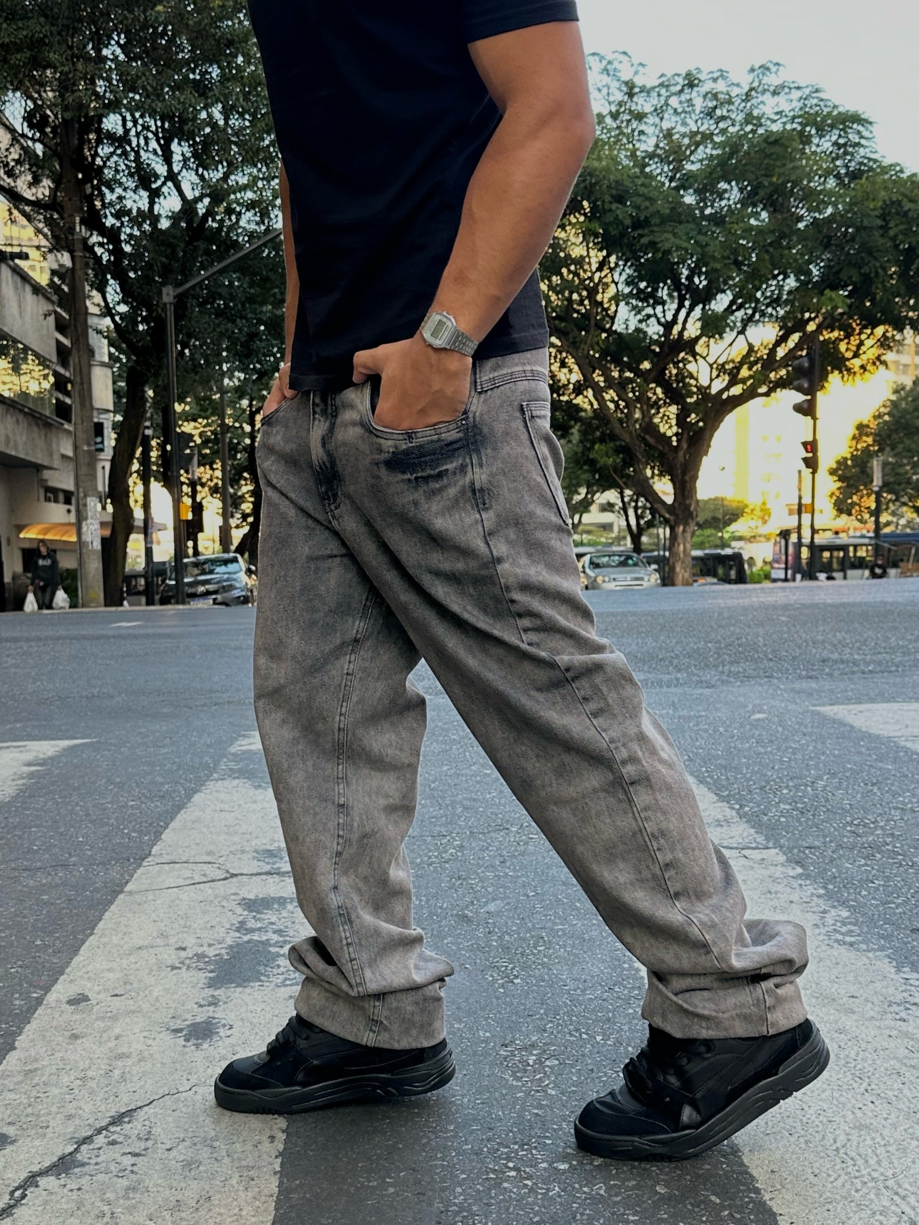 Calça Cinza Marmorizada