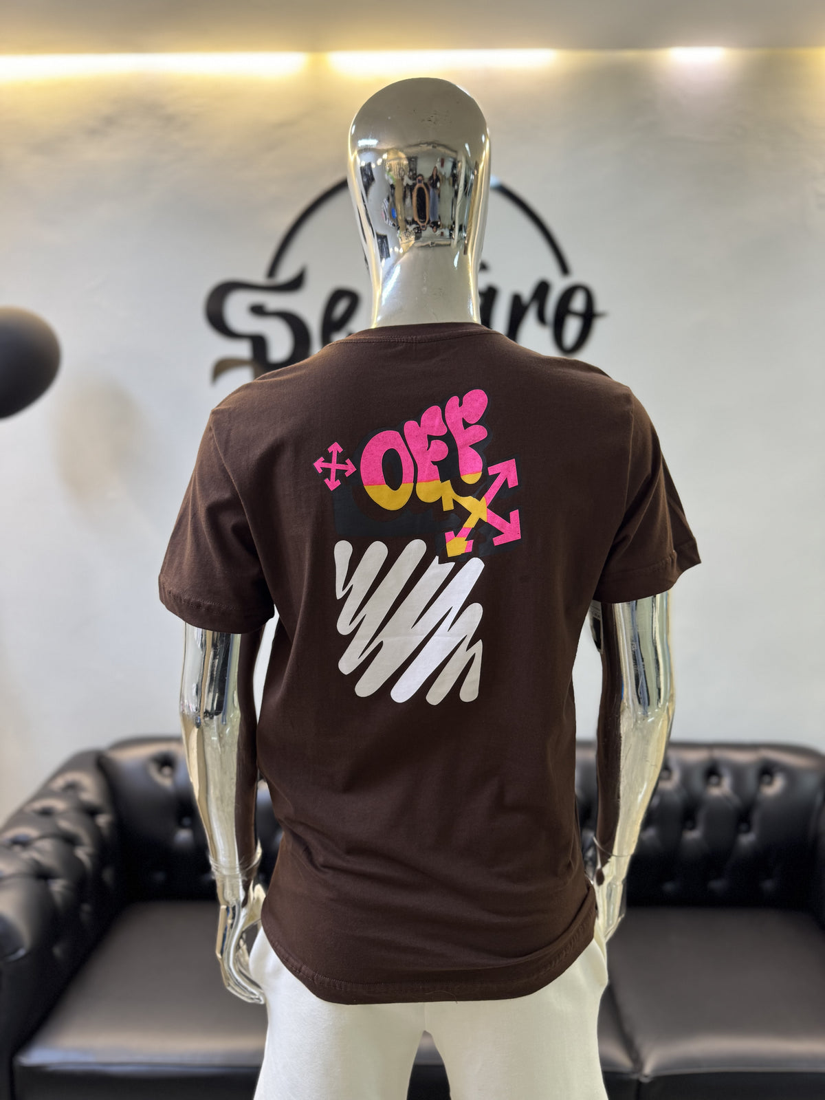Camisa Masculina Off White- Marrom